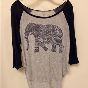 Women’s Elephant Graphic Tee • Baseball T-Shirt